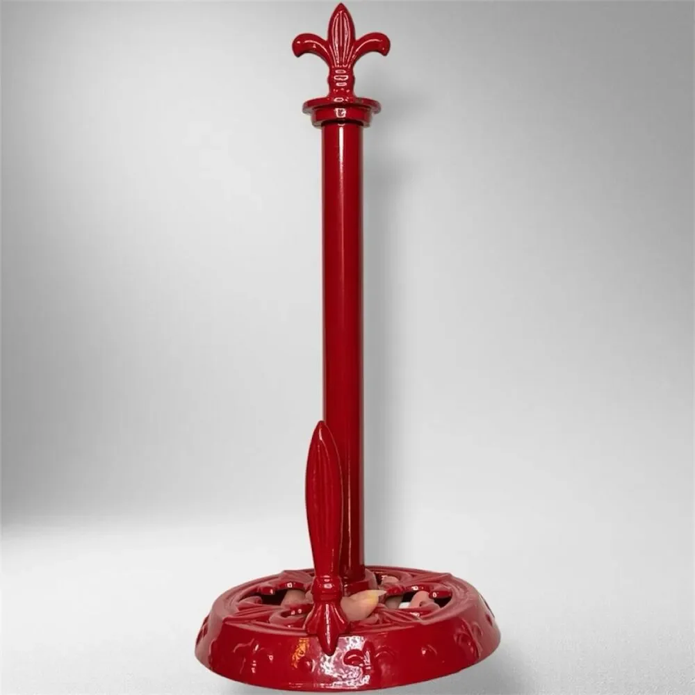 Red Cast Iron Fleur-de-Lis Paper Towel Holder